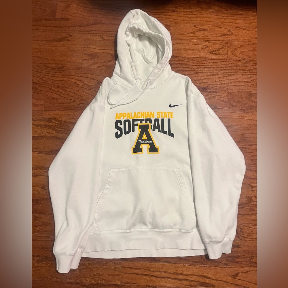White Appalachian State softball hoodie